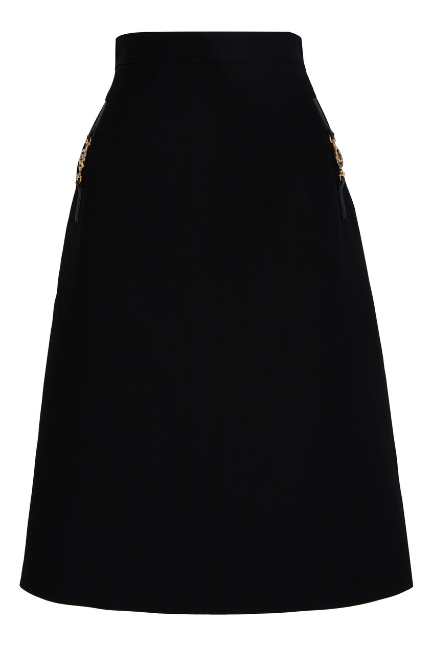 фото Черная юбка с пряжками gucci