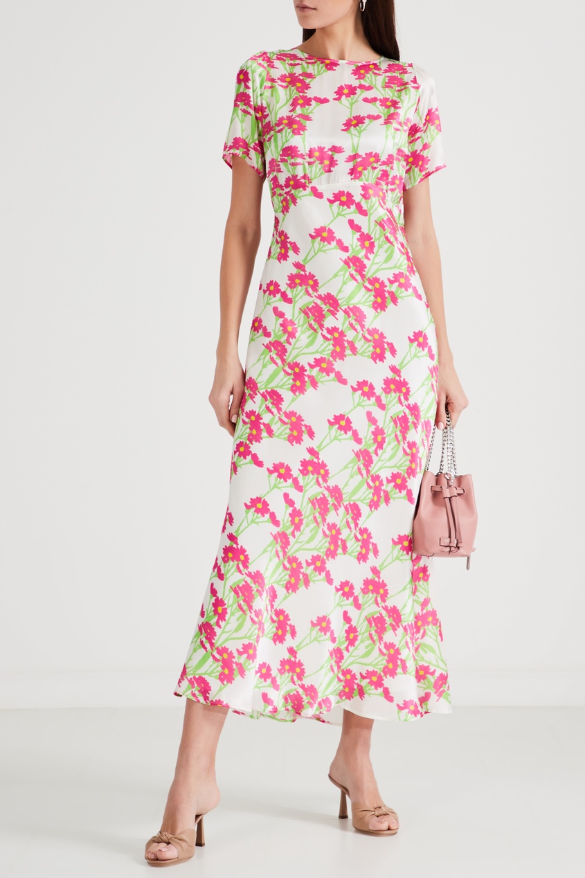 фото Шелковое платье с цветочным принтом jane bernadette