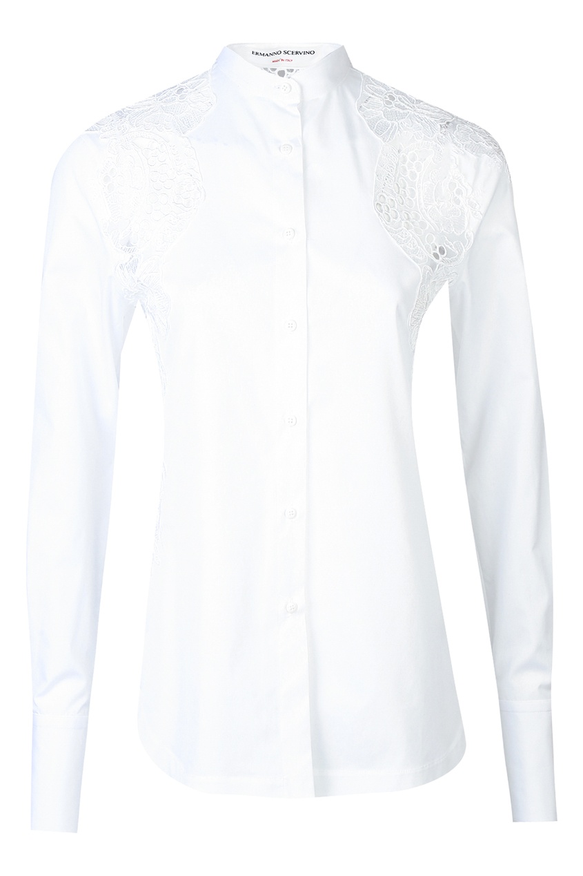 фото Белая рубашка с кружевом ermanno scervino