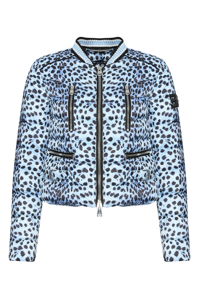 фото Голубая куртка с леопардовым принтом ermanno scervino