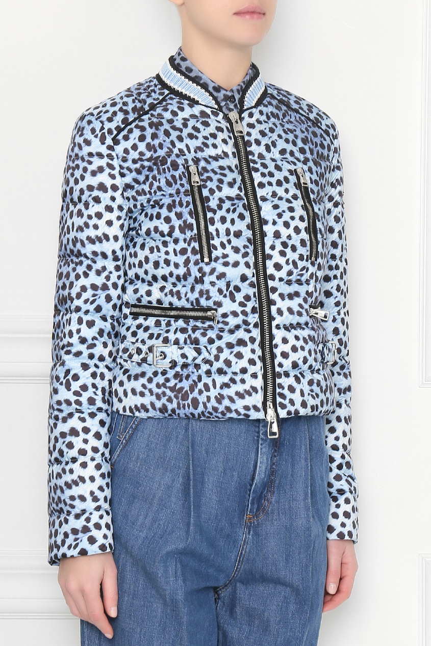 фото Голубая куртка с леопардовым принтом ermanno scervino