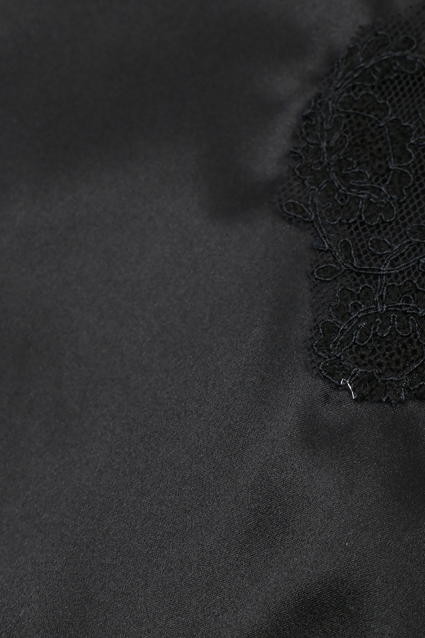 фото Черный шелковый топ с кружевом ermanno scervino