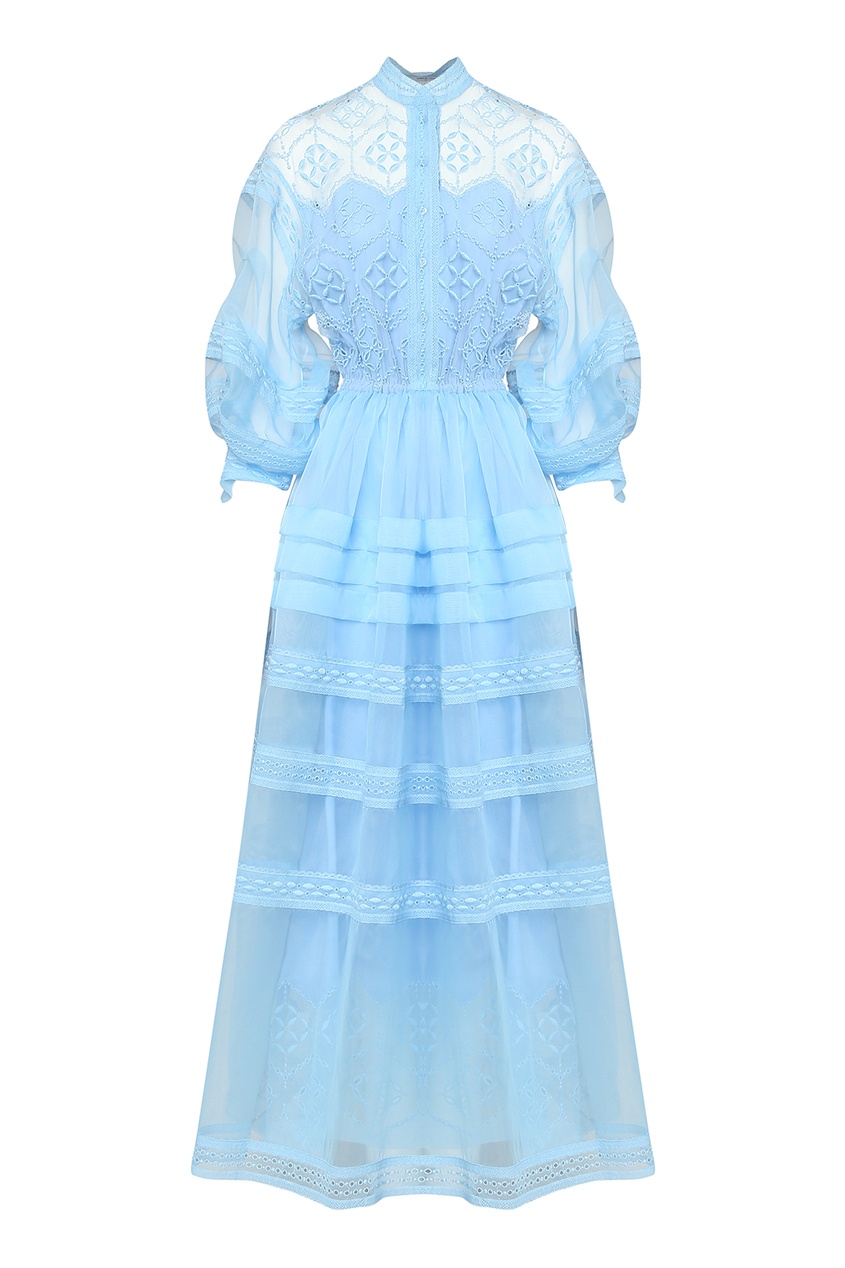фото Голубое макси-платье с вышивкой ermanno scervino