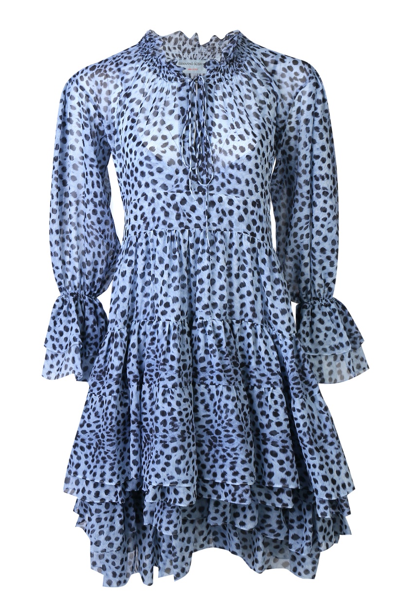 фото Шелковое мини-платье с леопардовым принтом ermanno scervino