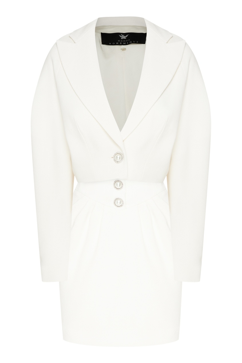 фото Белый костюм с пуговицами-брошами maison bohemique