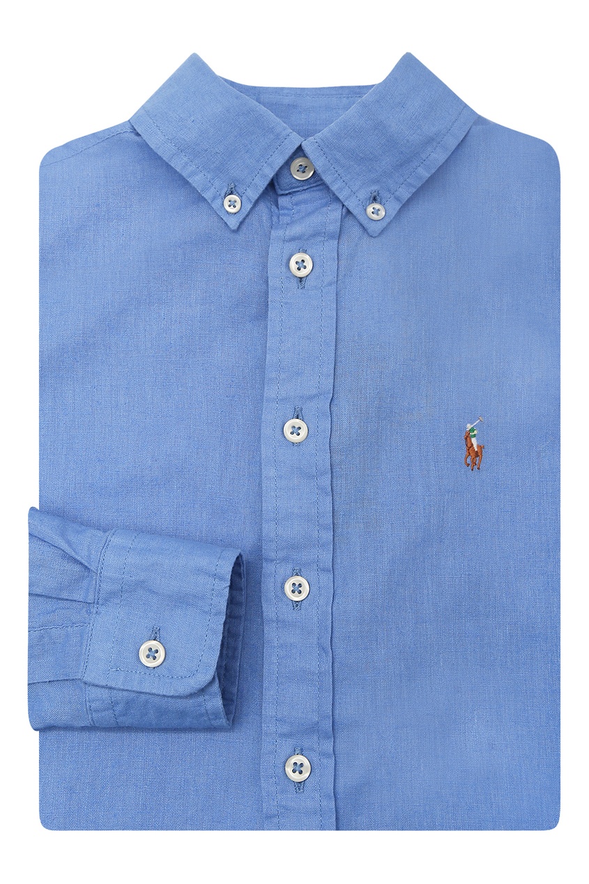 фото Синяя рубашка с длинными рукавами ralph lauren