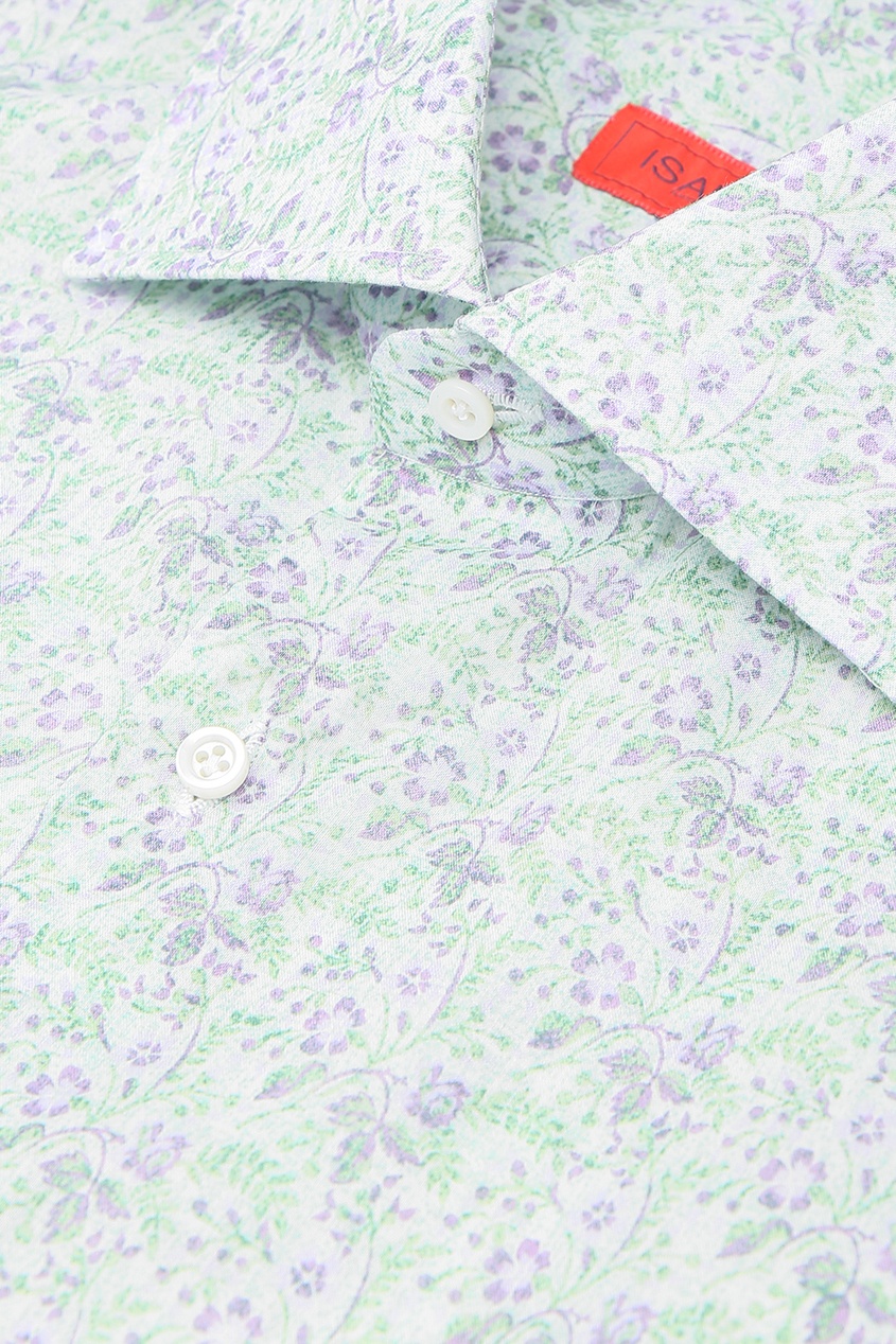 фото Белая рубашка с растительным принтом isaia