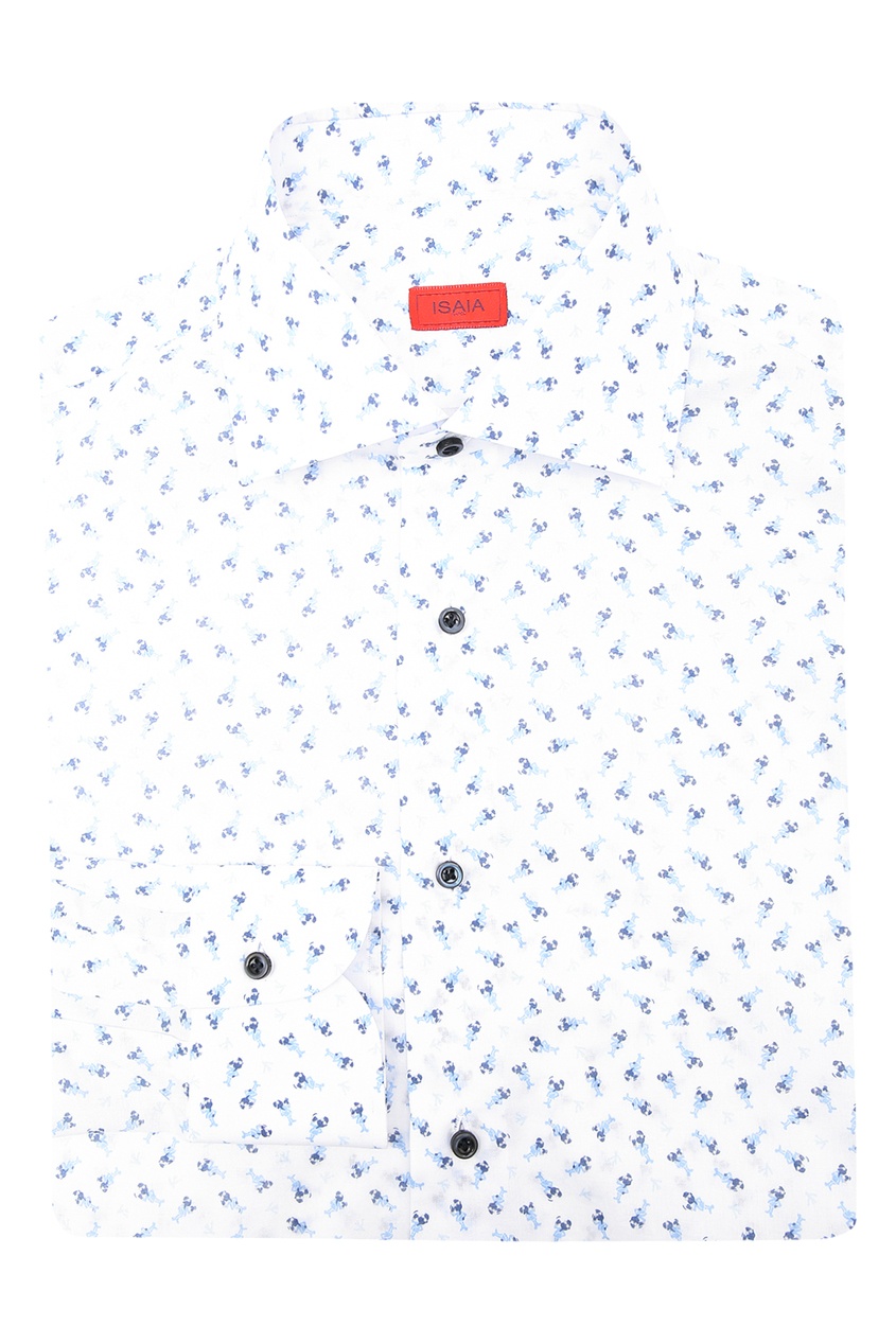 фото Хлопковая рубашка с мелким принтом isaia