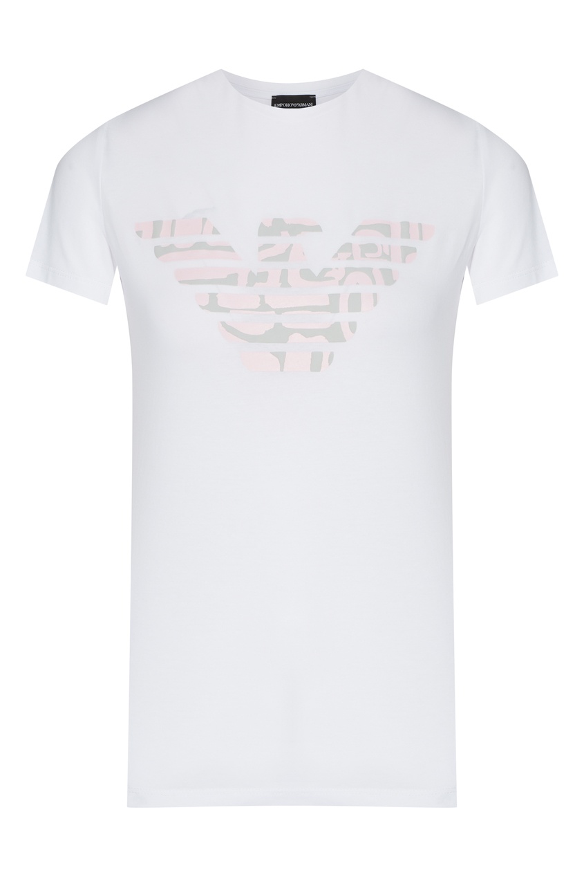 фото Белая футболка с логотипом emporio armani