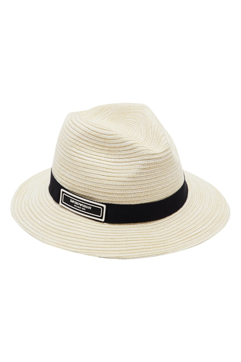 фото Белая шляпа-федора emporio armani