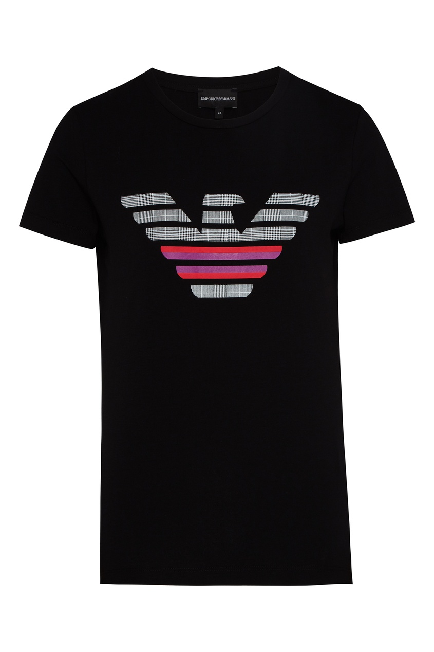 фото Черная футболка с логотипом emporio armani