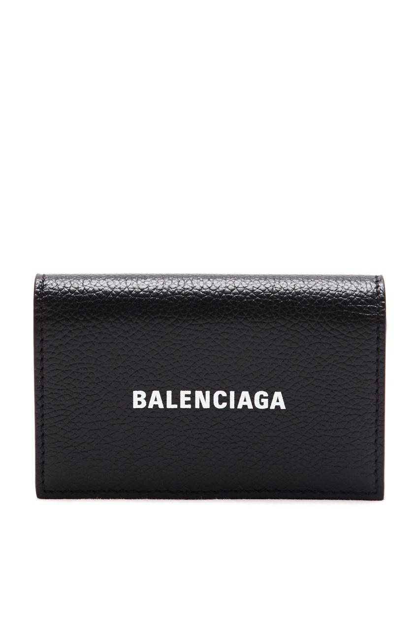фото Черная кредитница с белым логотипом balenciaga