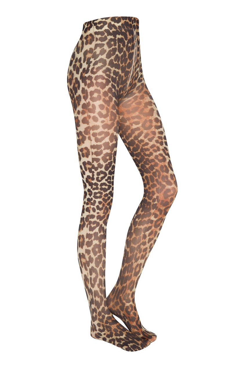 фото Этичные колготки с леопардовым принтом ganni x swedish stockings