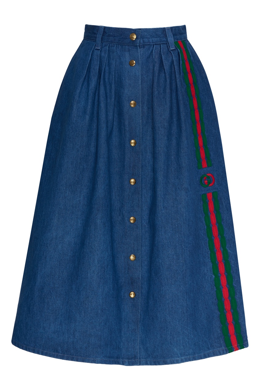 фото Джинсовая юбка с вышивкой сбоку gucci