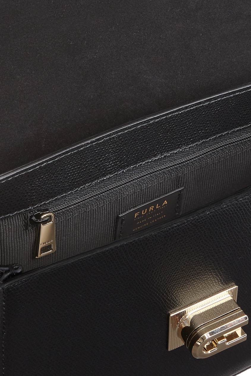 фото Черная сумка furla sleek из тисненой кожи