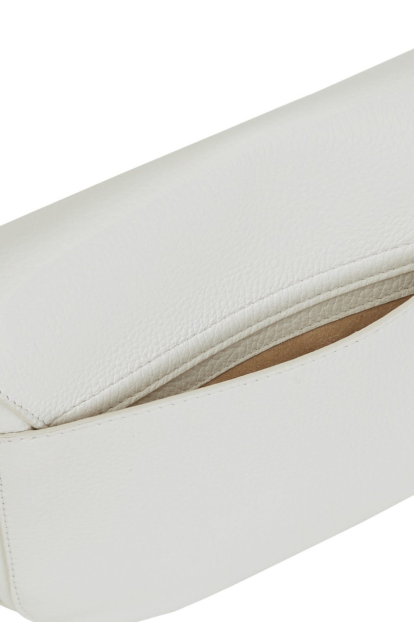 фото Белая кожаная сумка furla sleek с ручкой и ремнем