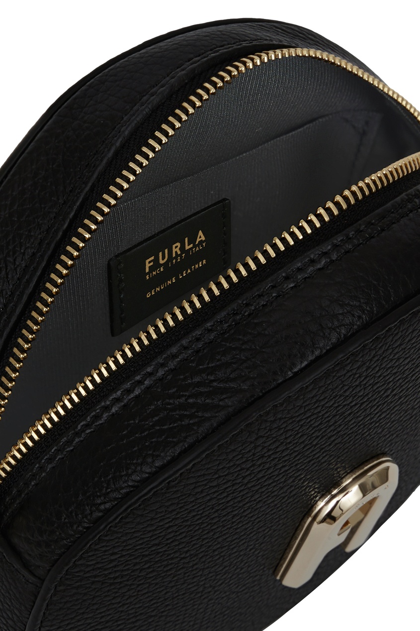 фото Круглая черная сумка-кроссбоди furla sleek