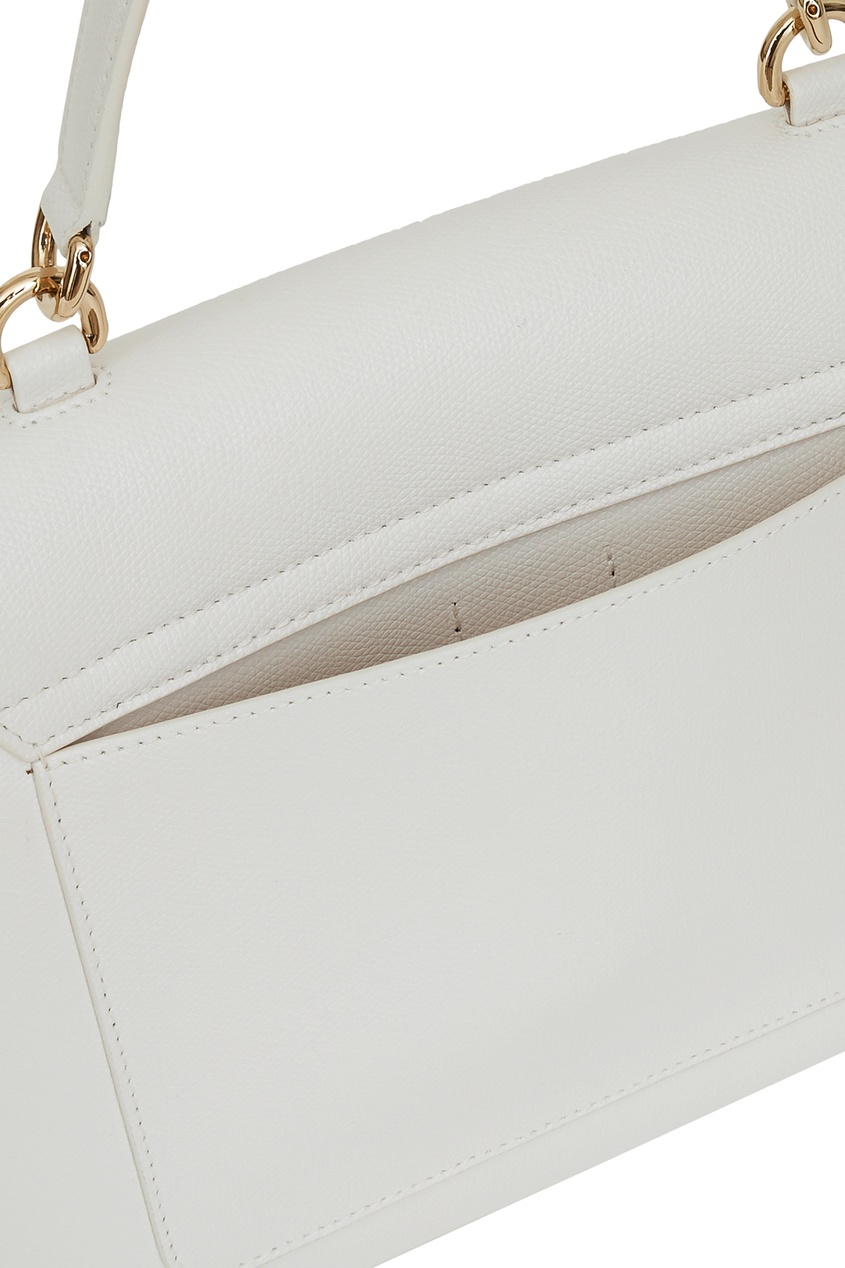 фото Кожаная белая сумка furla ribbon с короткой ручкой