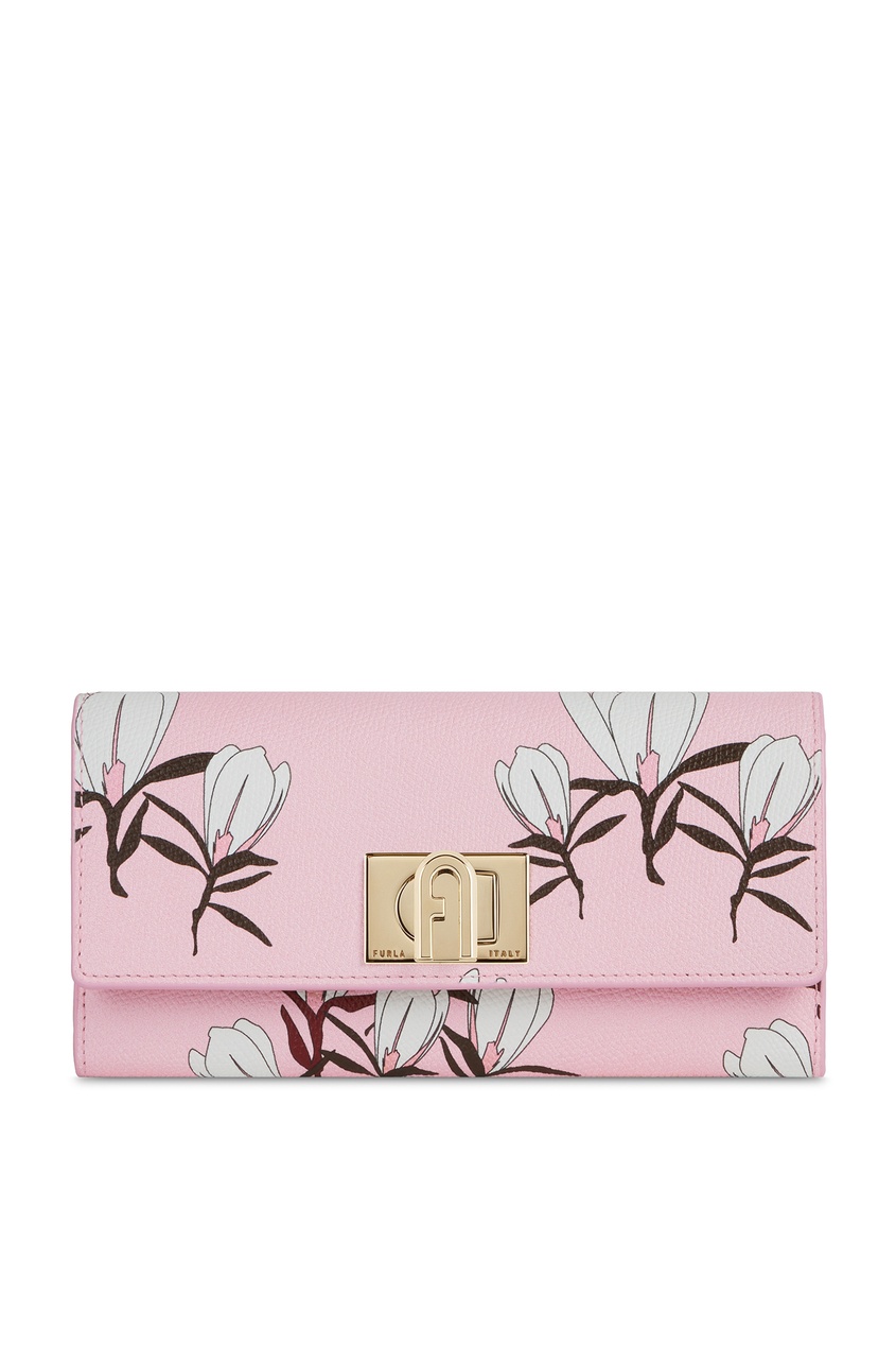 фото Розовый кошелек с цветочным принтом furla