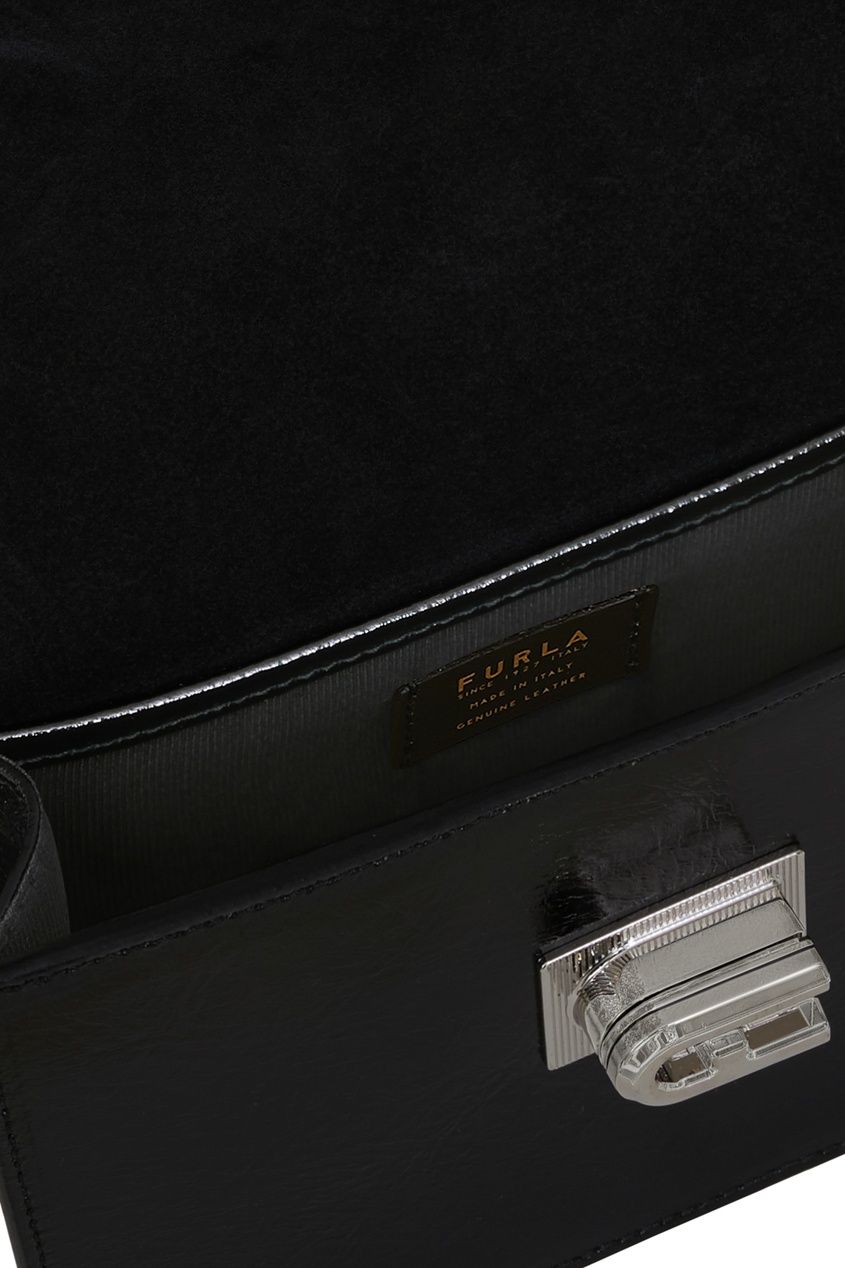 фото Черная кожаная сумка furla 1927 с серебристым замком