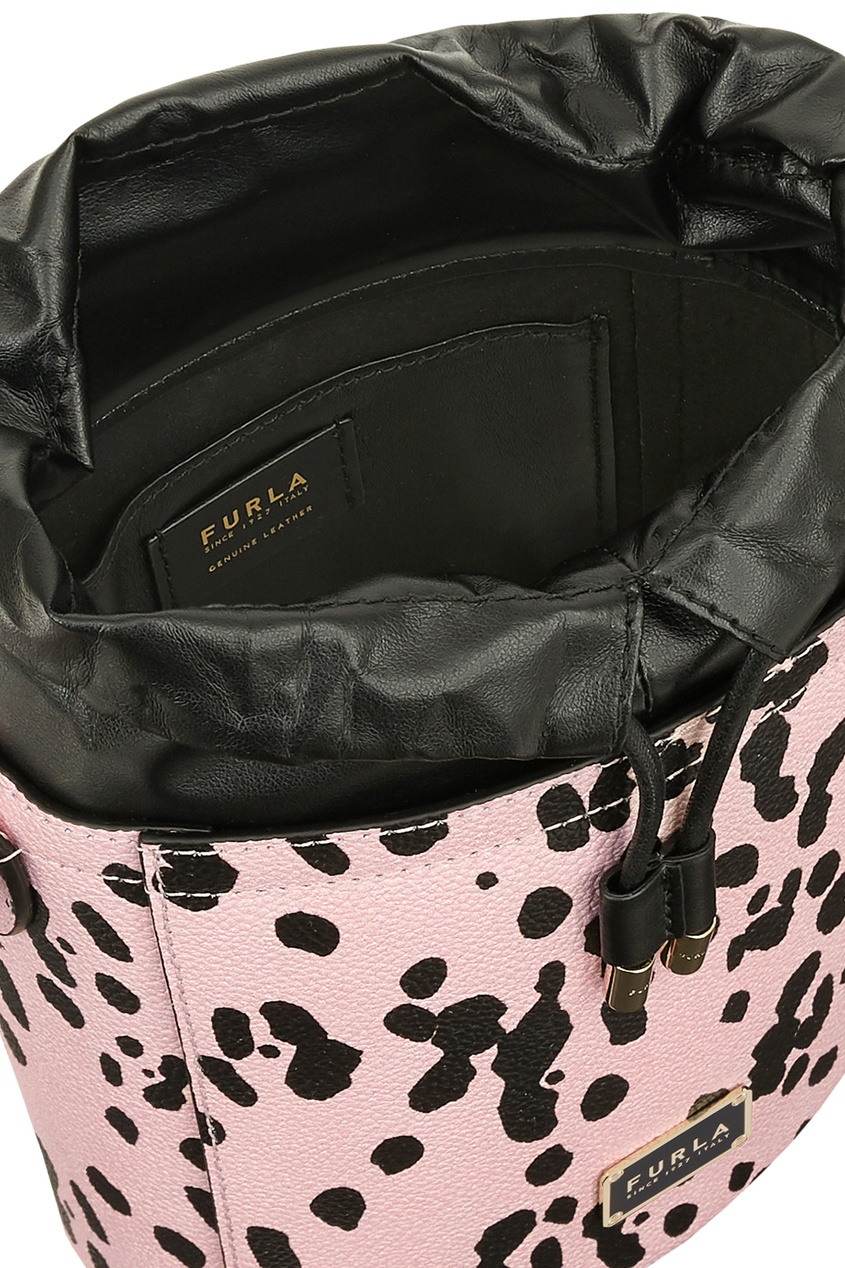 фото Розовая кожаная сумка с леопардовым принтом furla