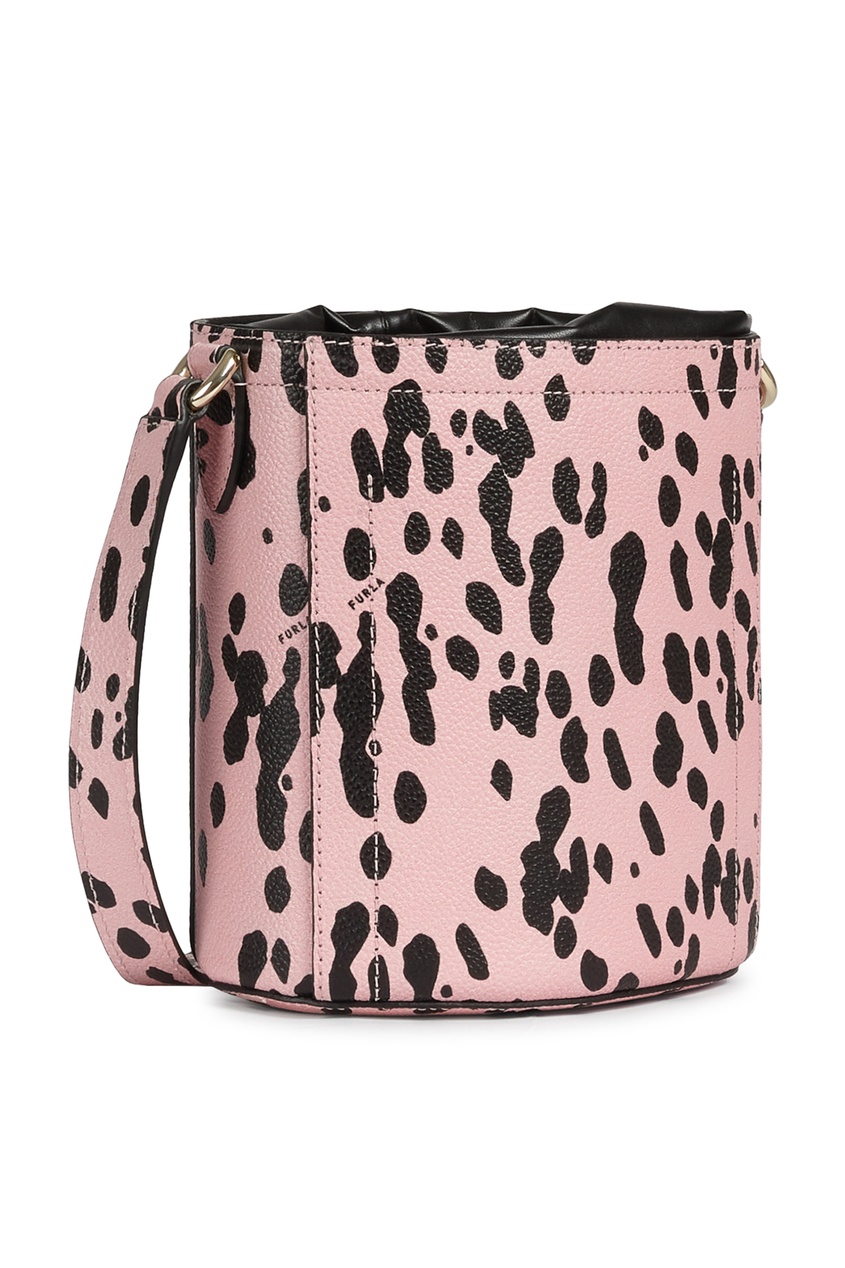 фото Розовая кожаная сумка с леопардовым принтом furla