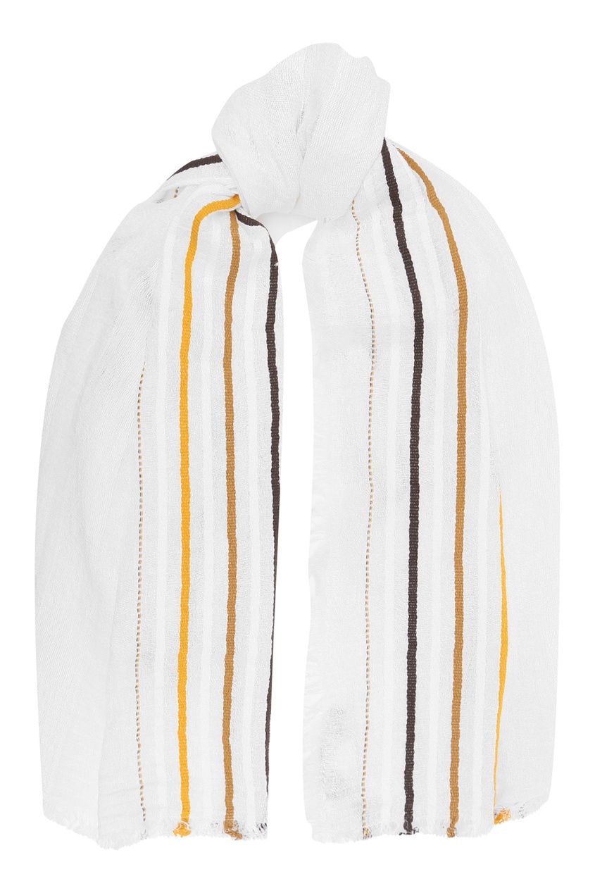 фото Белый шарф из смесовой ткани marina rinaldi