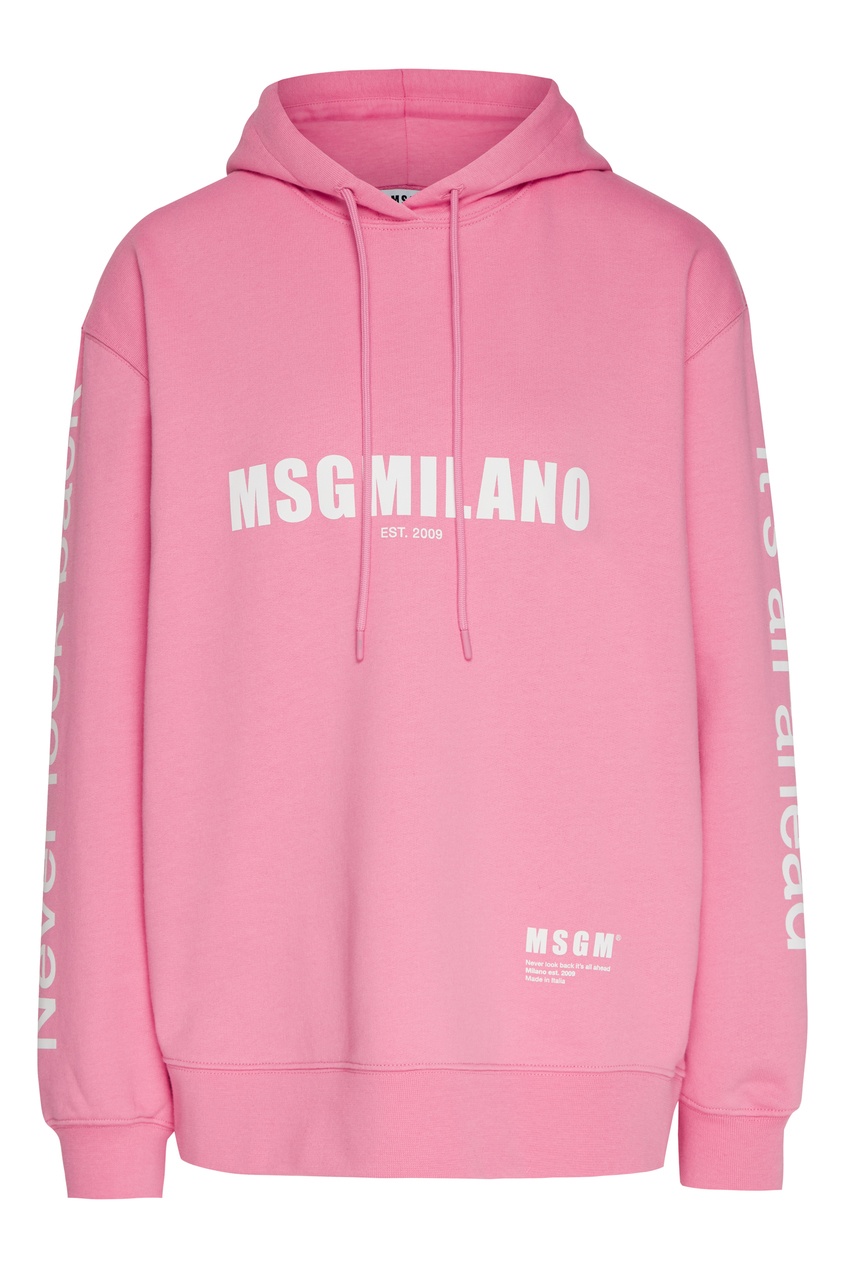 фото Розовое худи с белым логотипом msgm