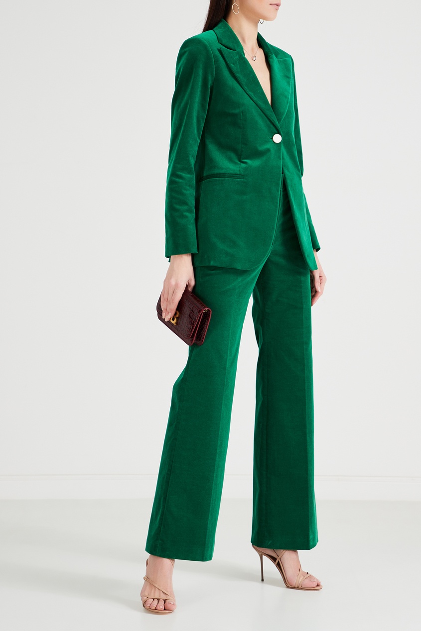 фото Зеленые бархатные брюки victoria beckham