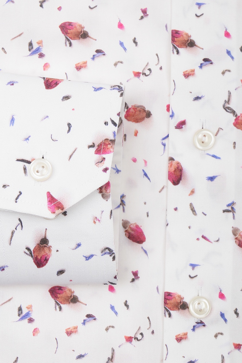 фото Белая рубашка из хлопка с цветочным узором eton