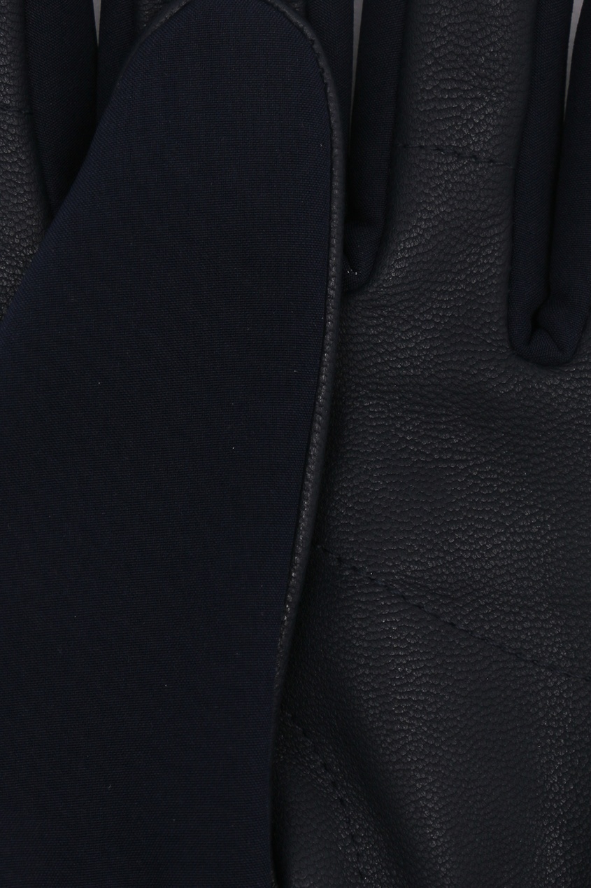 фото Синие горнолыжные перчатки с кожаными вставками bosco