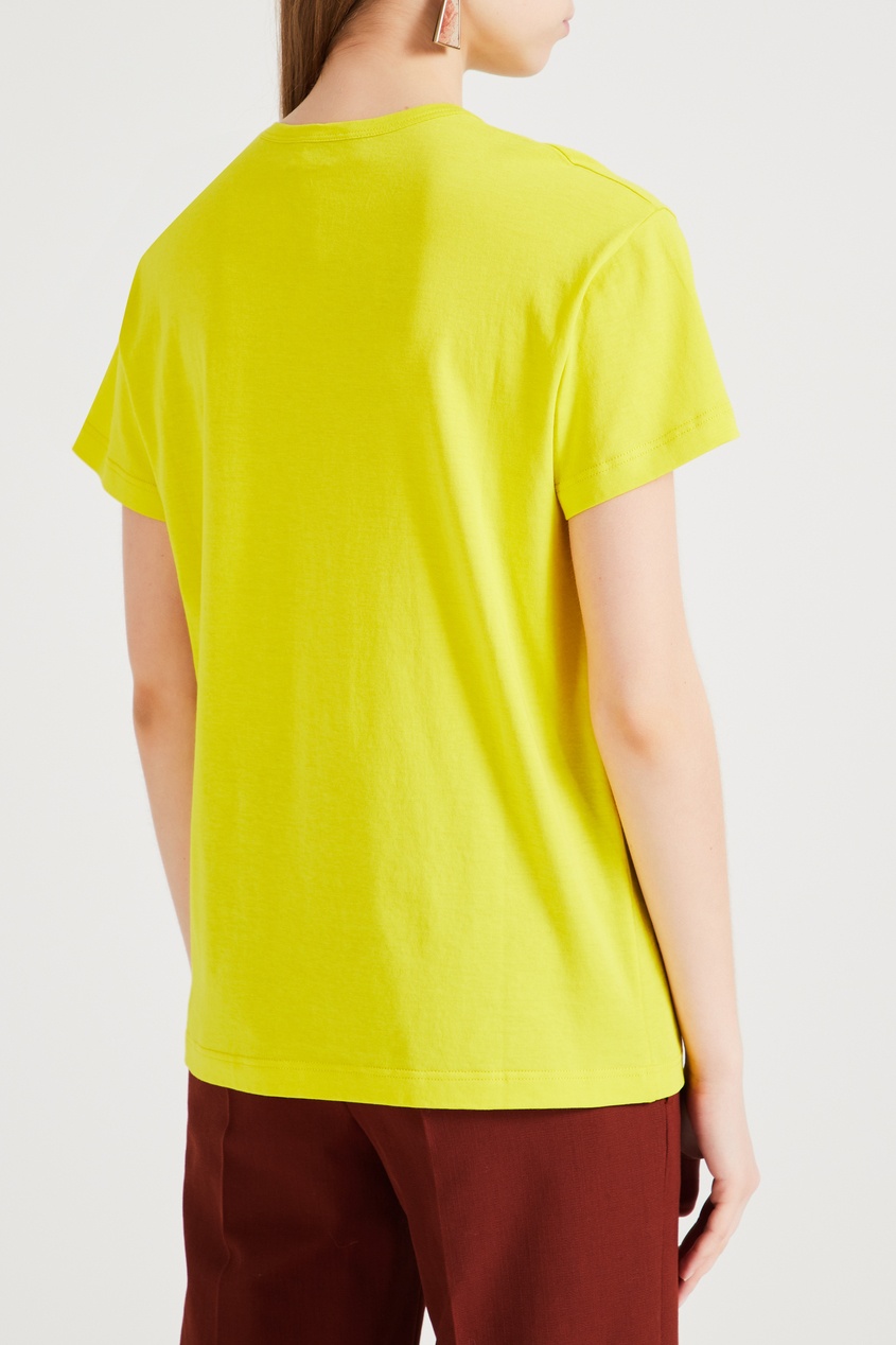 фото Желтая футболка с принтованным логотипом no.21