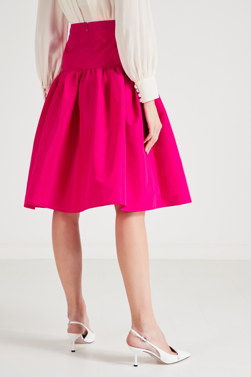 фото Розовая расклешенная юбка со складками no.21