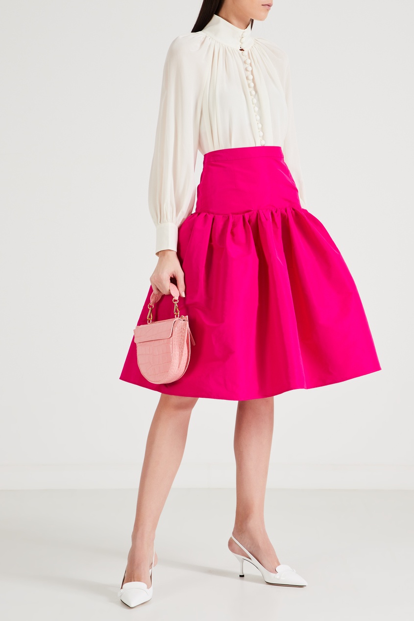 фото Розовая расклешенная юбка со складками no.21