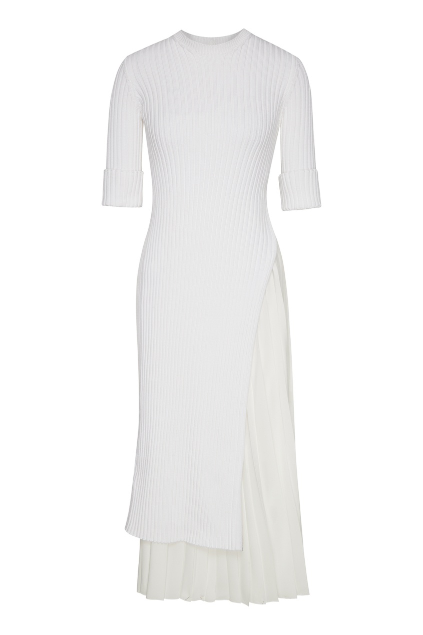 фото Белое платье с плиссированной вставкой no.21