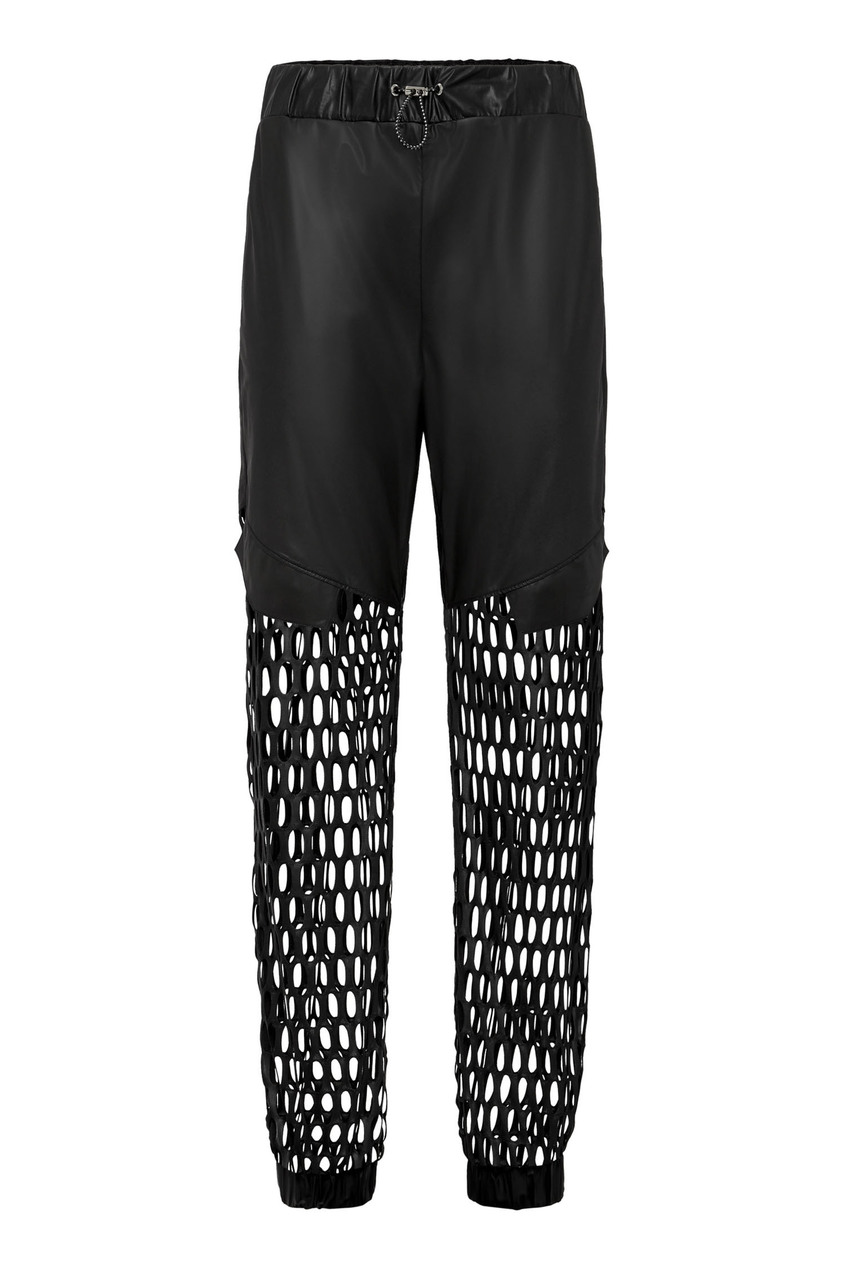 фото Черные спортивные брюки со вставками из сетки philipp plein