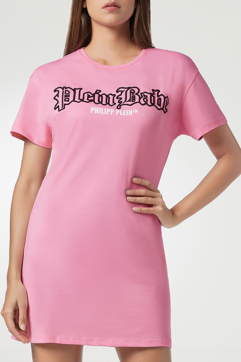 фото Розовое мини-платье с вышивкой philipp plein