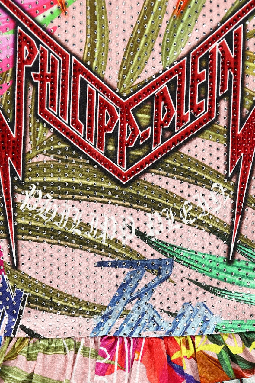 фото Яркое платье с логотипом philipp plein