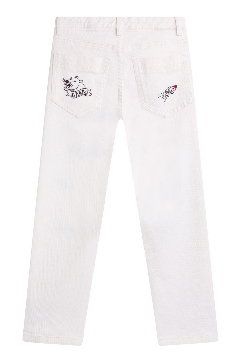 фото Белые джинсы с вышивкой bonpoint