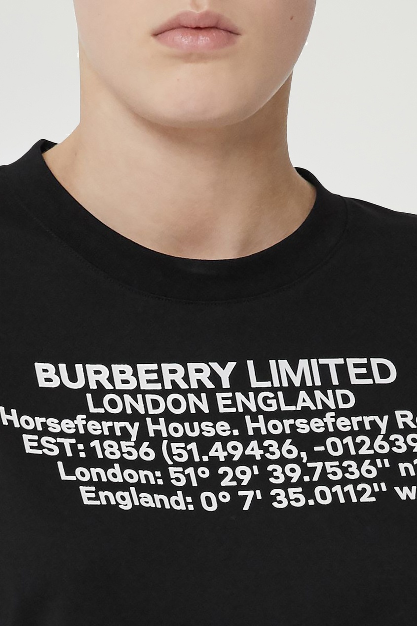 фото Черная футболка с надписями burberry sold