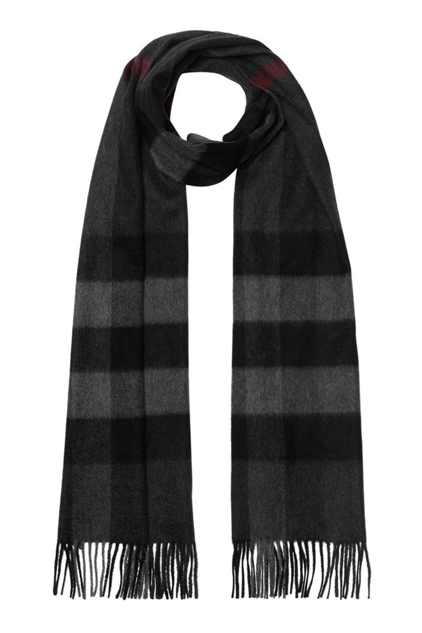 фото Темно-серый шарф с принтом burberry