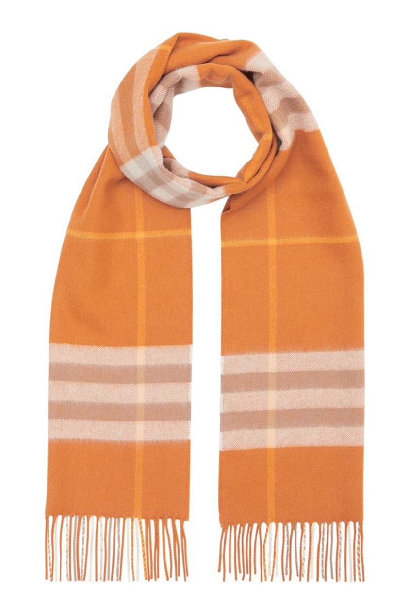 фото Оранжевый клетчатый шарф burberry