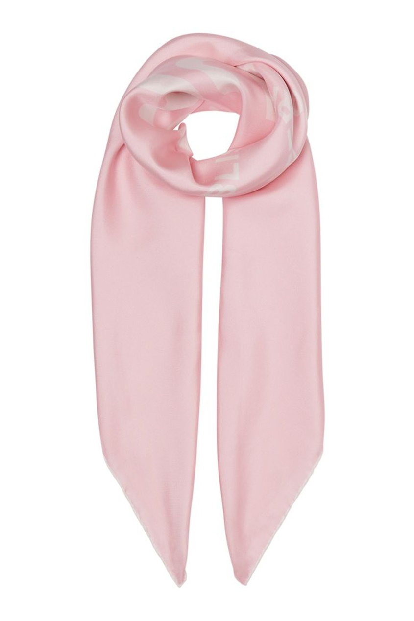 фото Розовый шелковый платок с логотипом burberry