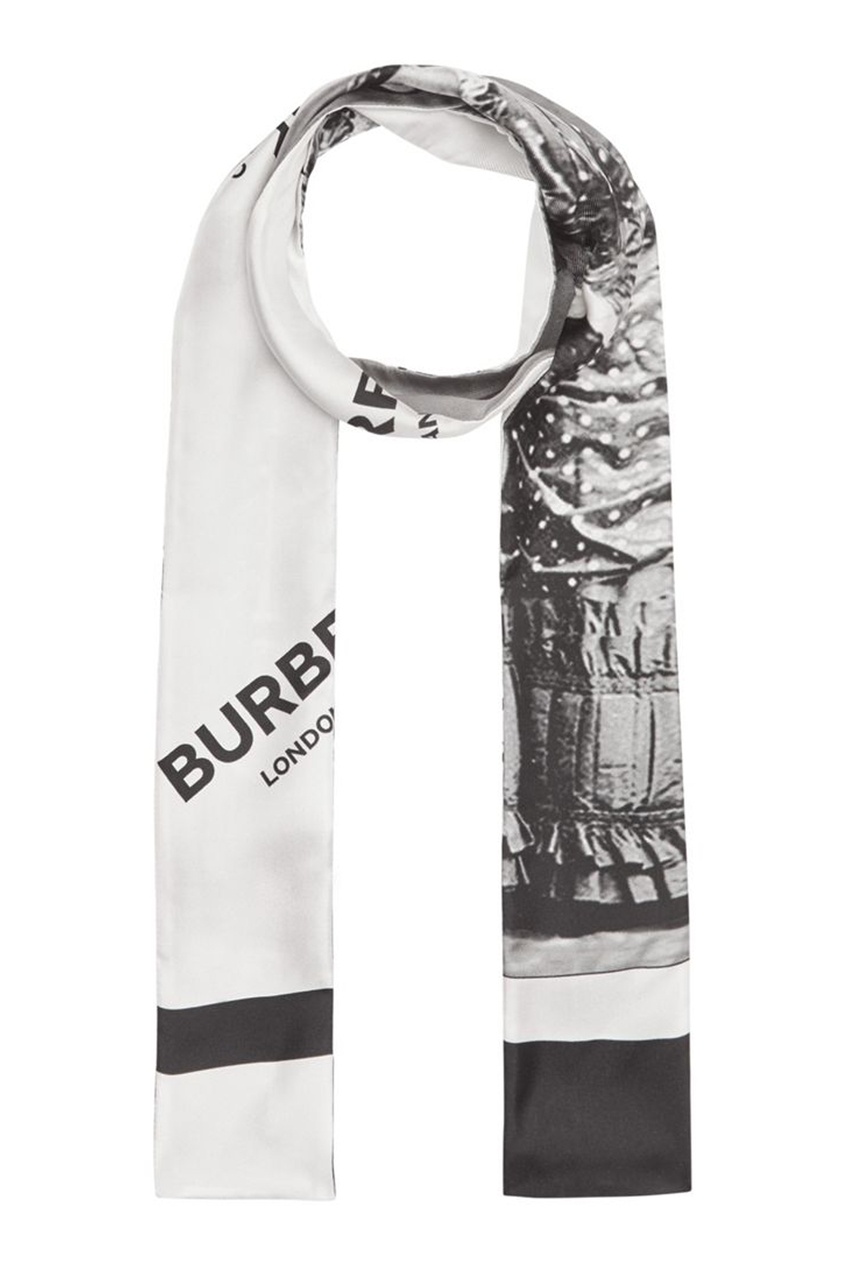 фото Черно-белый узкий шарф burberry