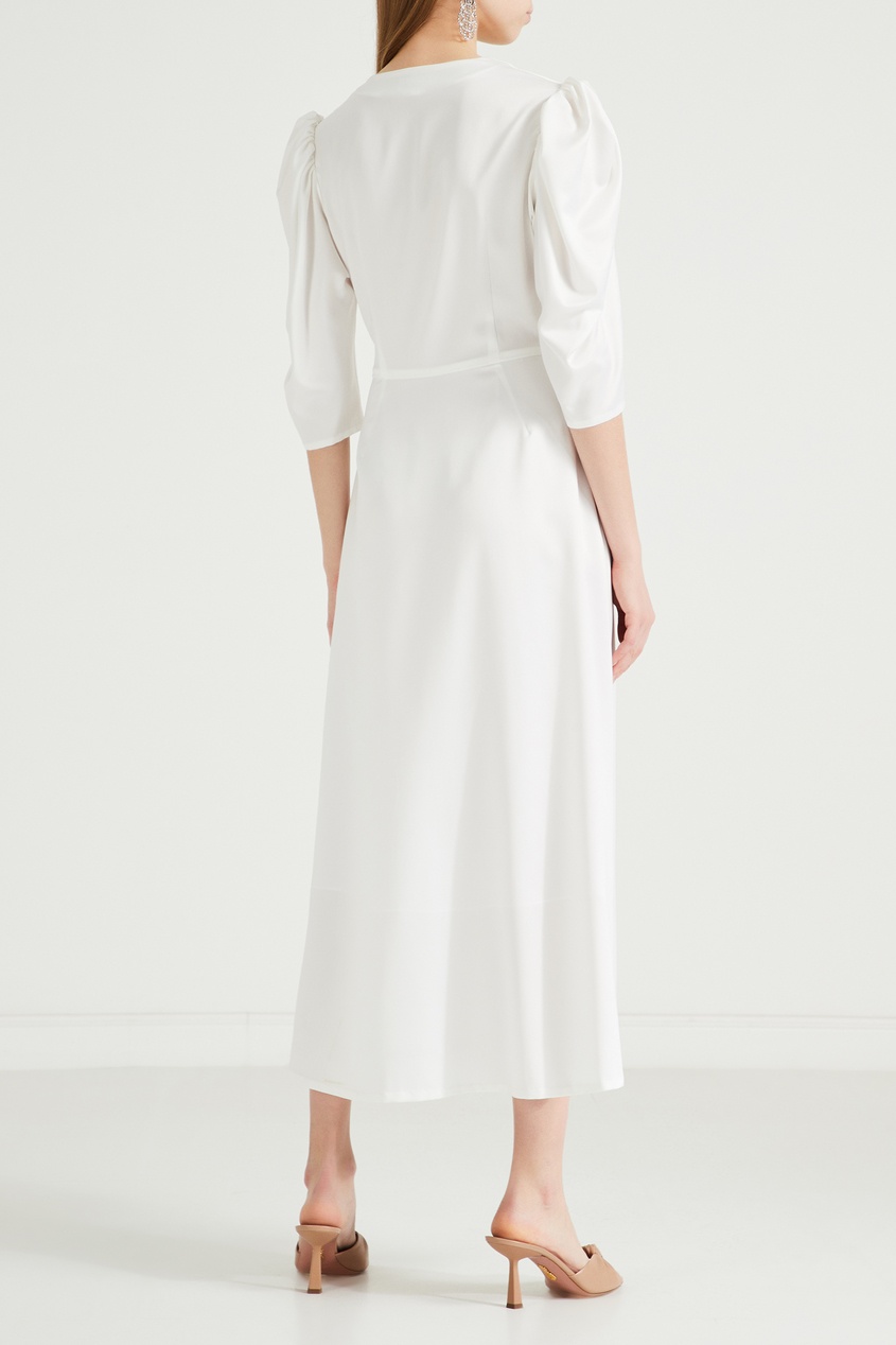 фото Белое платье миди с поясом ли-лу