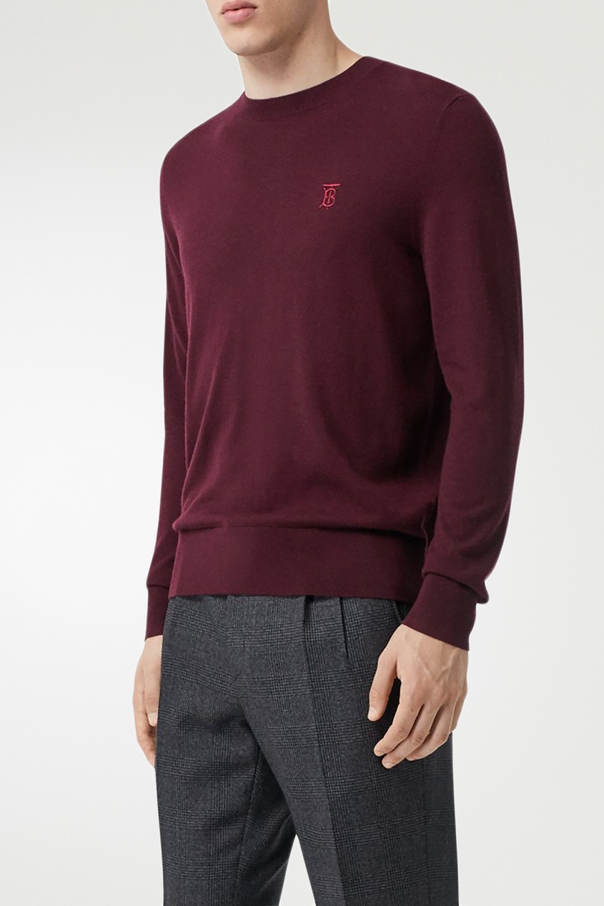фото Бордовый пуловер с логотипом burberry