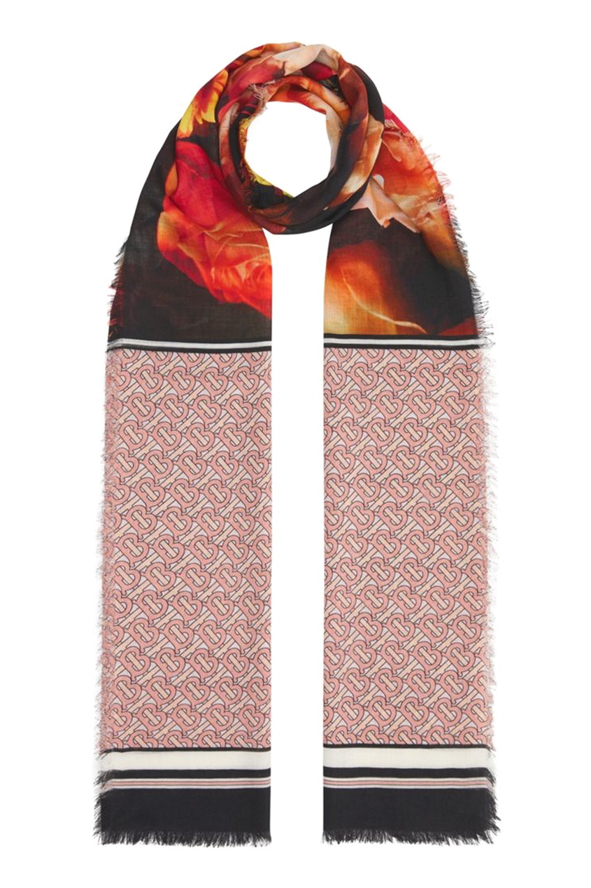 фото Разноцветный шарф с принтами burberry