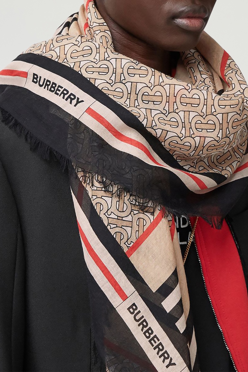 фото Квадратный платок с принтом burberry