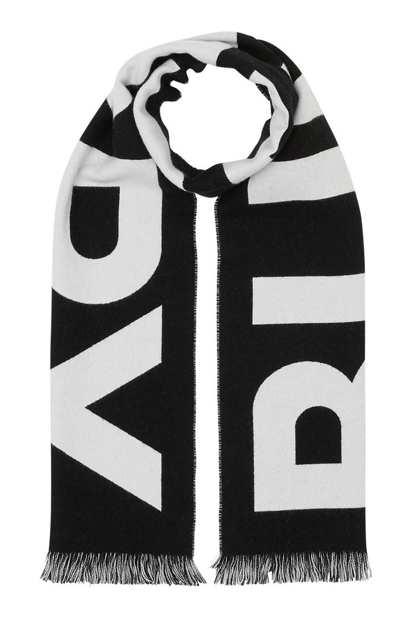 фото Черный шарф с контрастным логотипом burberry