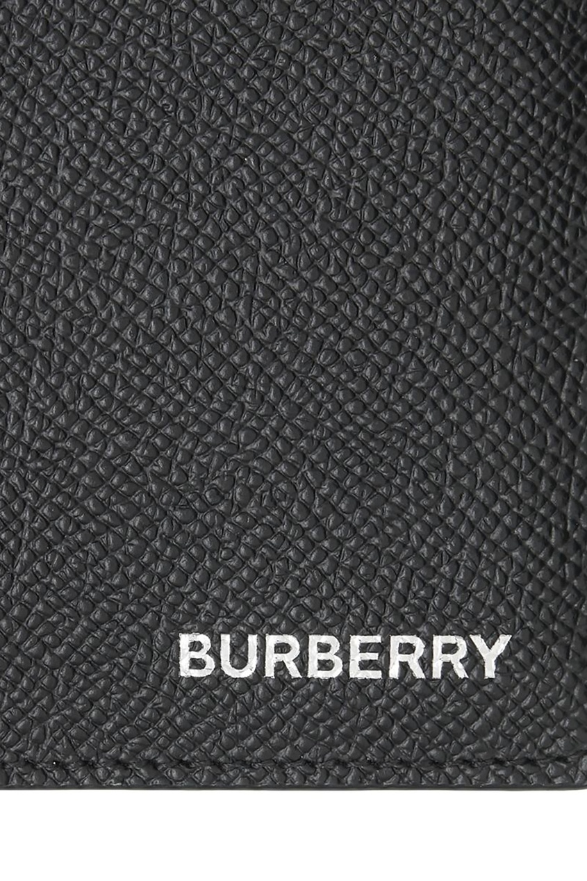 фото Кожаное портмоне черного цвета burberry